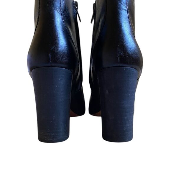 Madewell Sutton Leather Ankle Boots Booties Sz 6.5 Black Block Heel Side Zipper - Picture 10 of 14